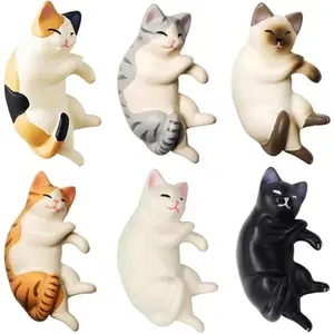 6 Cute Lying Kitten Fridge Magnets – Mini Kawaii Decorative Magnets With Strong Hold – Funny Novelty Kitchen Home Decor