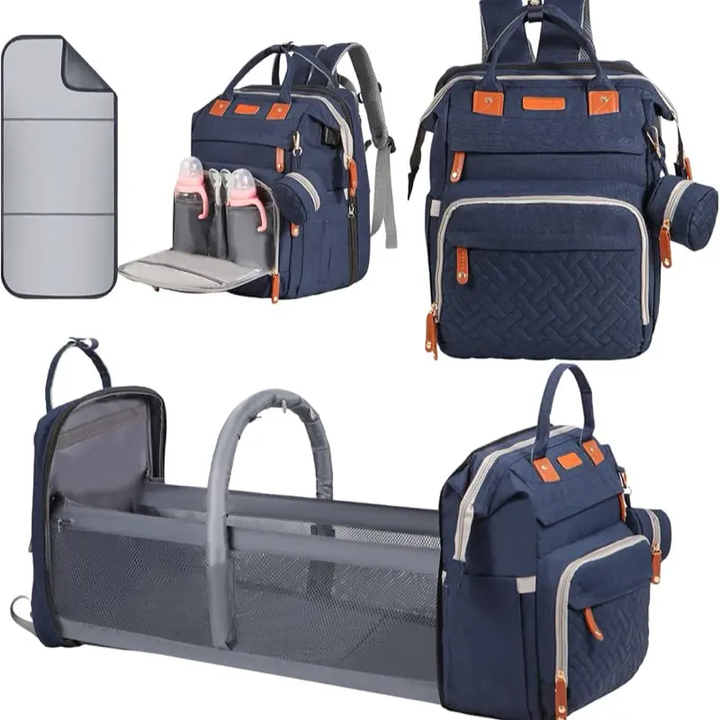 Baby Diaper Bag with Changing Station, Waterproof Diaper Bag Backpack for Moms Dads with USB Charging Port, Baby Shower Gifts, Baby essentials,navy blue