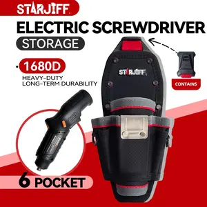 Starjiff Hc-2571 Electric Screwdriver Bag, Garden Tool Waist Pack, Quick Release Craftsmen Bag, Tool Storage Bag, 1680D Material, Holds Ruler and More