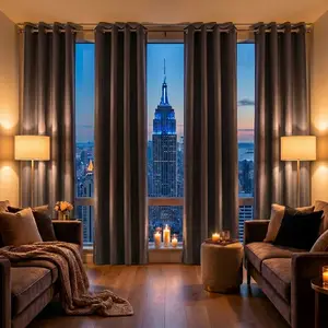 4-Piece Solid-Color Blackout Window Curtains Set, Privacy Grommet Curtains for Bedrooms, Living Rooms, Thermal Insulation, Light Blocking, Waterproof Household Accessories
