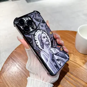 Fashionable Jesus pattern mobile phone case, suitable for iphone17promax iphone16plus iphone15 /14/13/12/11promax, anti-drop and shockproof mobile phone case, tup material mobile phone case
