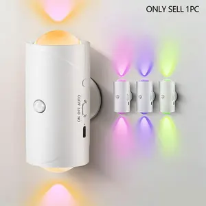 USB Rechargeable LED Night Light with Move Sensor, Home Decor Light, RGB Gradient Ambient Light, Dimmable Indoor Light, Magnetic Step Lamp for Entryway, Bedside, Desk, Closet