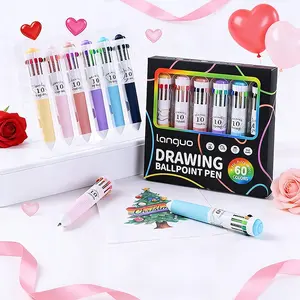 Ten-Color Round Ballpoint Pen Set, High-Aesthetic Cartoon Student Journal Drawing Marking Pens, Ideal for Holiday Journals & Gift, Art Markers Pen