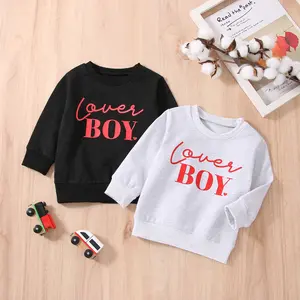 Toddler Valentines Day Shirt for Boys Lover Boy Letter Print Long Sleeve Top Crewneck Sweatshirt Fall Winter Clothes