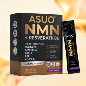 ASUO NMN + Resveratrol 1220mg | 8-in-1 Advanced NAD+ Supplement with TMG, Quercetin, CoQ10, PQQ, Grape Seed & Apigenin | Supports Cellular Energy, Healthy Aging & Antioxidant Activity | 30 On-The-Go Packets