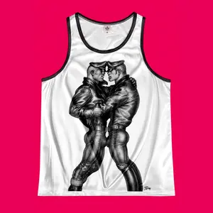 Leather Daddy Tom Mesh Tank Top Erotic Mesh Tank Top Inspired by Tom of Finland Gay Club Festival Through Club Shirt Vintage Clubwear