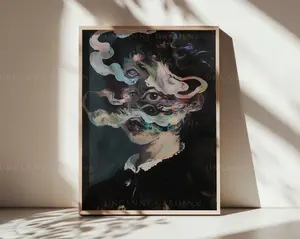 Dark Feminine Portrait, Surreal Art Print, Gothic Poster, Dark Academia Wall Art, Trippy Art, Gothic Home Decor, Maximalist Wall Decor UNFRAMED
