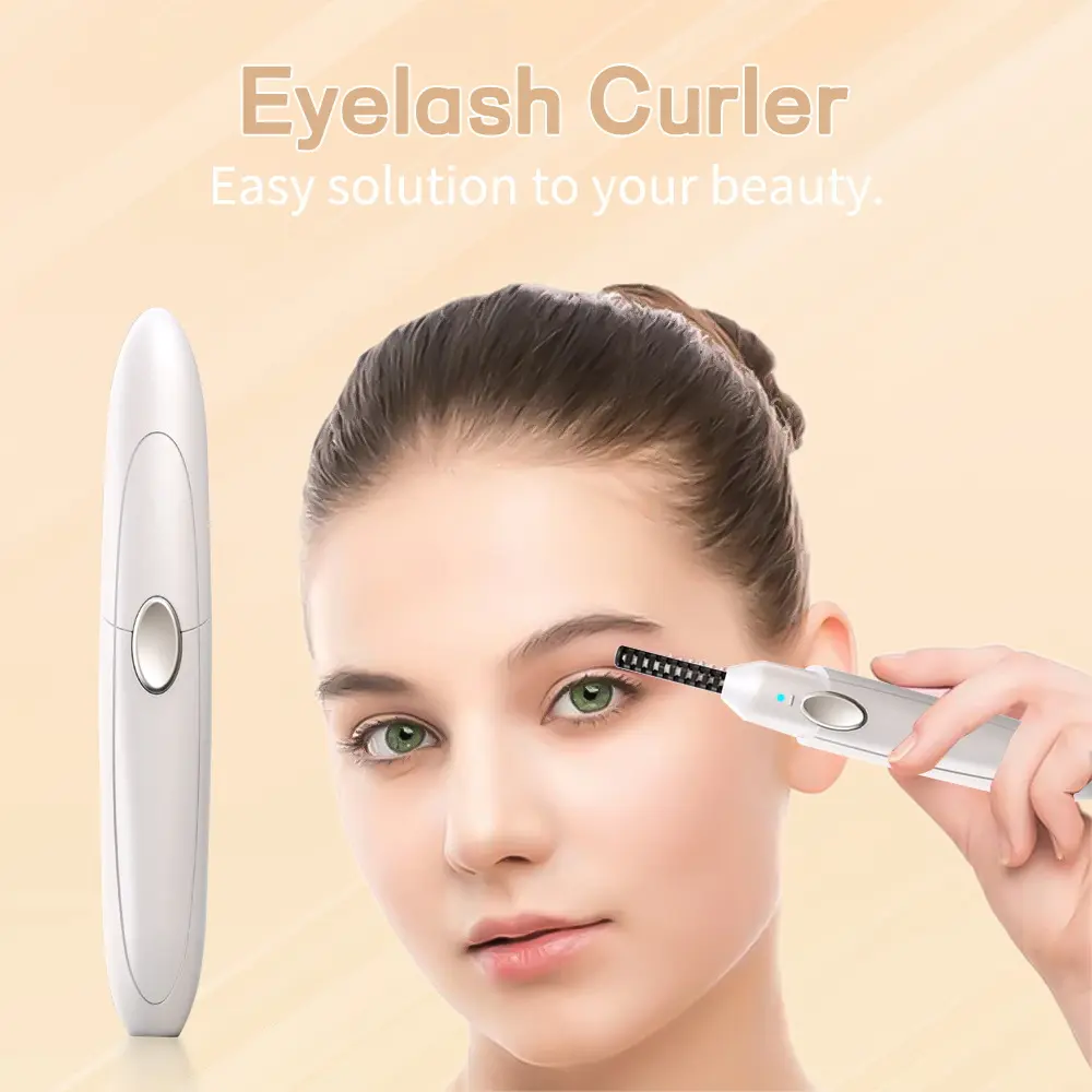 lectric Eyelash Curler USB Charging Heated Lash Curling Clip Professional Makeup Beauty Tool Portable for Home and Travel Use White
