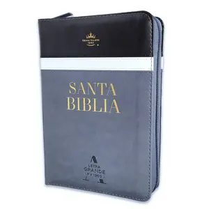 Biblia con Cierre Compacta 10 puntos RV1960 imit piel tricolor negro/blanco/gris