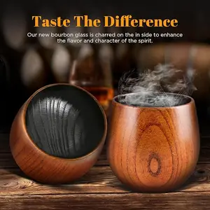 The Original Charred Wooden Bourbon Drinking Glass Bourbon Gifts for Men | Whiskey Glasses For Dad | Great Whiskey Gifts for Men Who Have Everything | Perfect Presents For Boyfriend or Dad