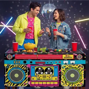 6ft 80s 90s Theme Party Tablecloth, Retro Style Decoration for Hip Hop Themed Birthdays & Events, Perfect for Nostalgic Celebrations Party Decoration Supplies