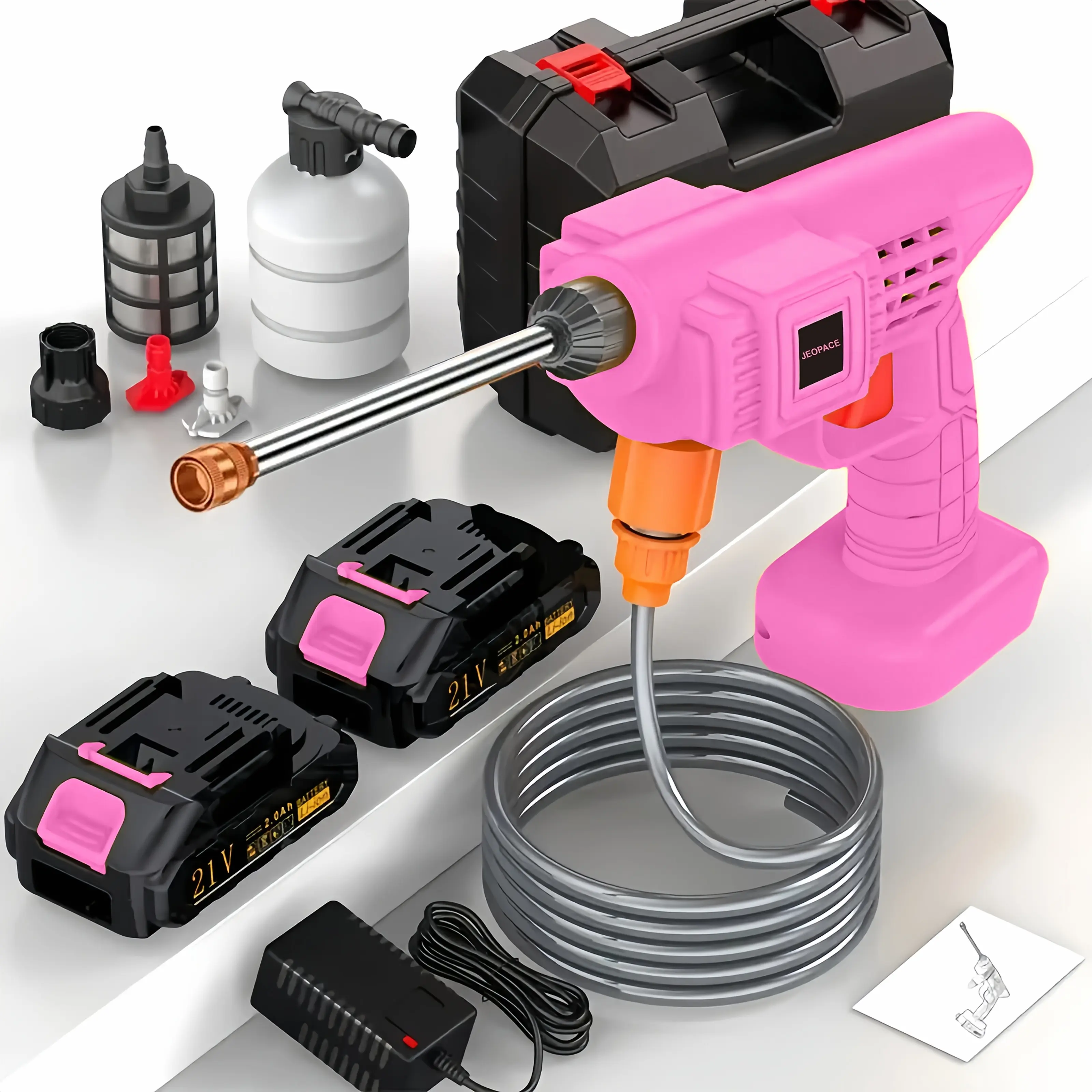 Cordless Pressure Washer With Quick Connect Hose & Nozzle - Heavy-Duty 110V Cordless Power Washer, Battery, Portable Car Washer For Cars, Yards, Gardens, 1 Battery/2 Batteries