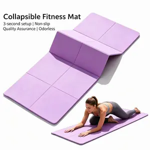 Foldable, thickened, and widened yoga mat, a portable fitness mat that can be stored in 3 seconds indoors, a home-use storable mat for Pilates, meditation, stretching, and skipping rope, a cushioning floor mat for fitness, yoga, and short breaks