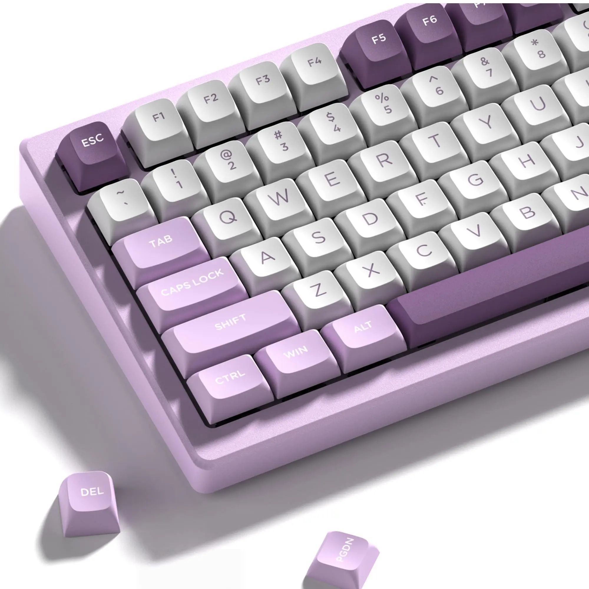Pbt Keycaps White/purple 60% 65%  Style Custom Keycap Isa Profile Key Caps For 75% Tkl Layout Mechanical Keyboard(189keys