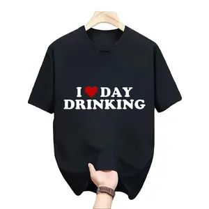 Casual Funny Graphic, Men's T-Shirt, I Love Day Drinking Slogan Print, Summer Casual Wear Party, Gift For Boyfriend Husband Male Friend