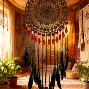 Sunnydaze Suncatchers Cardinal Nights Decor Hangable Ornaments with Red Beads and Feathers for Hanging