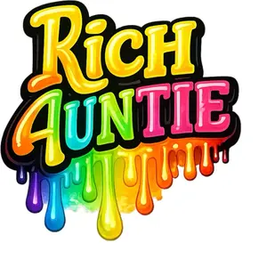 Rich Auntie DTF PRINT - Vibrant Rainbow Drip Design for Unique Fashion Statements