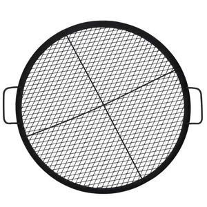 Garvee 36in Carbon Steel Fire Pit Grill Grate, Heavy Duty Non-Foldable Portable BBQ Cooking Grid with Non-Stick Coating and Handles, Ideal for Camping, RV, Backyard Use, Easy to Clean and Rust Resistant