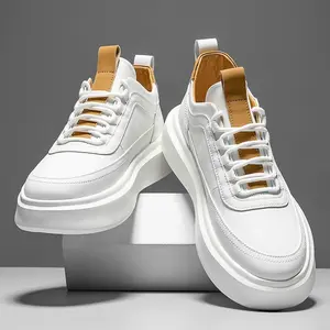 Men's Solid Skate Shoes, Comfy Non Slip Lace Up Platform Sneakers For Men's Outdoor Activities