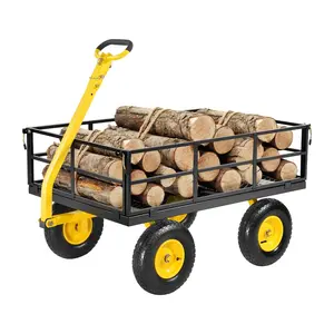 Steel Garden Cart 1200lb Capacity Heavy Duty Yard Wagon Utility Cart 13in Tires