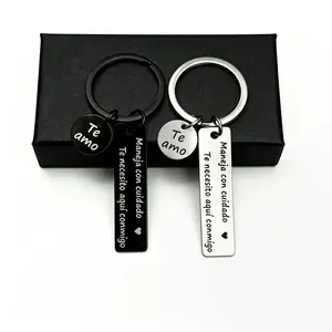 2026 Stainless Steel Spanish Love Keychain with "Te Amo" & "Te Necesito Aquí Conmigo" - Metal  Car Accessory, Keychain for Car Keys, Love Gift, Gift for BF, Trucker/Driver meanningful gift,Reminder Accessory