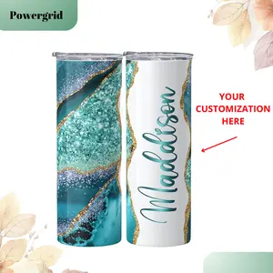 [CUSTOMIZED] Personalized Agate Marble Tumbler with Name, Custom Marble Your Name Bottle with Lid, Bridesmaid Gift