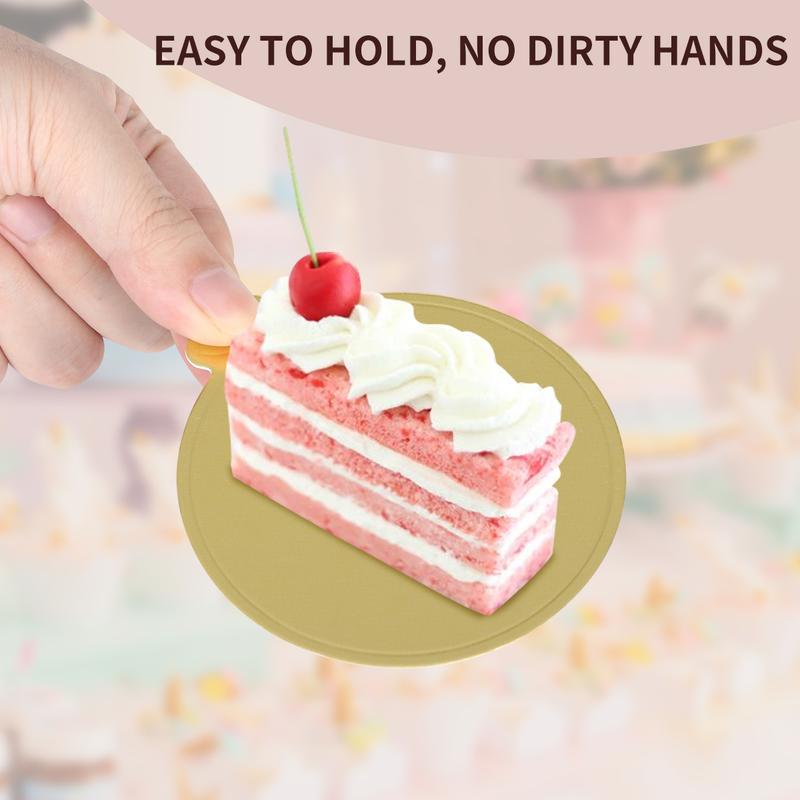 100 Pcs Mini Cake Boards, 3.5 Inch Round Golden Mousse Cupcake Boards for Dessert Displays Wedding,Parties,Baby Shower