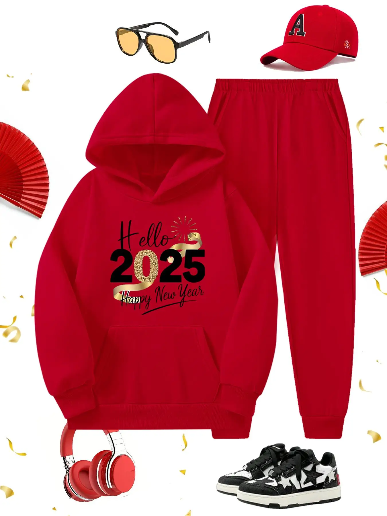 Two-Piece Set Boy's Letter Print Hoodie & Jogger Pants Thermal Lined Set, Casual Long Sleeve Hooded Sweatshirt & Sweatpants for Fall & Winter, Kids Cl