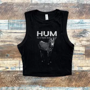 Hum Micro Ribbed Tank, 90s band tees, Hum Crop Tank, alt rock shirt, you'd prefer an astronaut album tee, Unisex, grunge shirts, Y2k Crop Tank Top