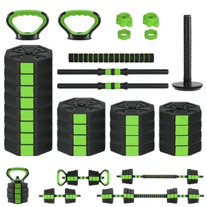 4-in-1 Adjustable Dumbbell Set 88LBS Total Weight Multi-Functional Strength Training Equipment for Home Gym Anti-Slip Ergonomic Handle Converts to Kettlebell Barbell Push-Up Stand Full Body Workout Fitness Gear for Men Women Green Red