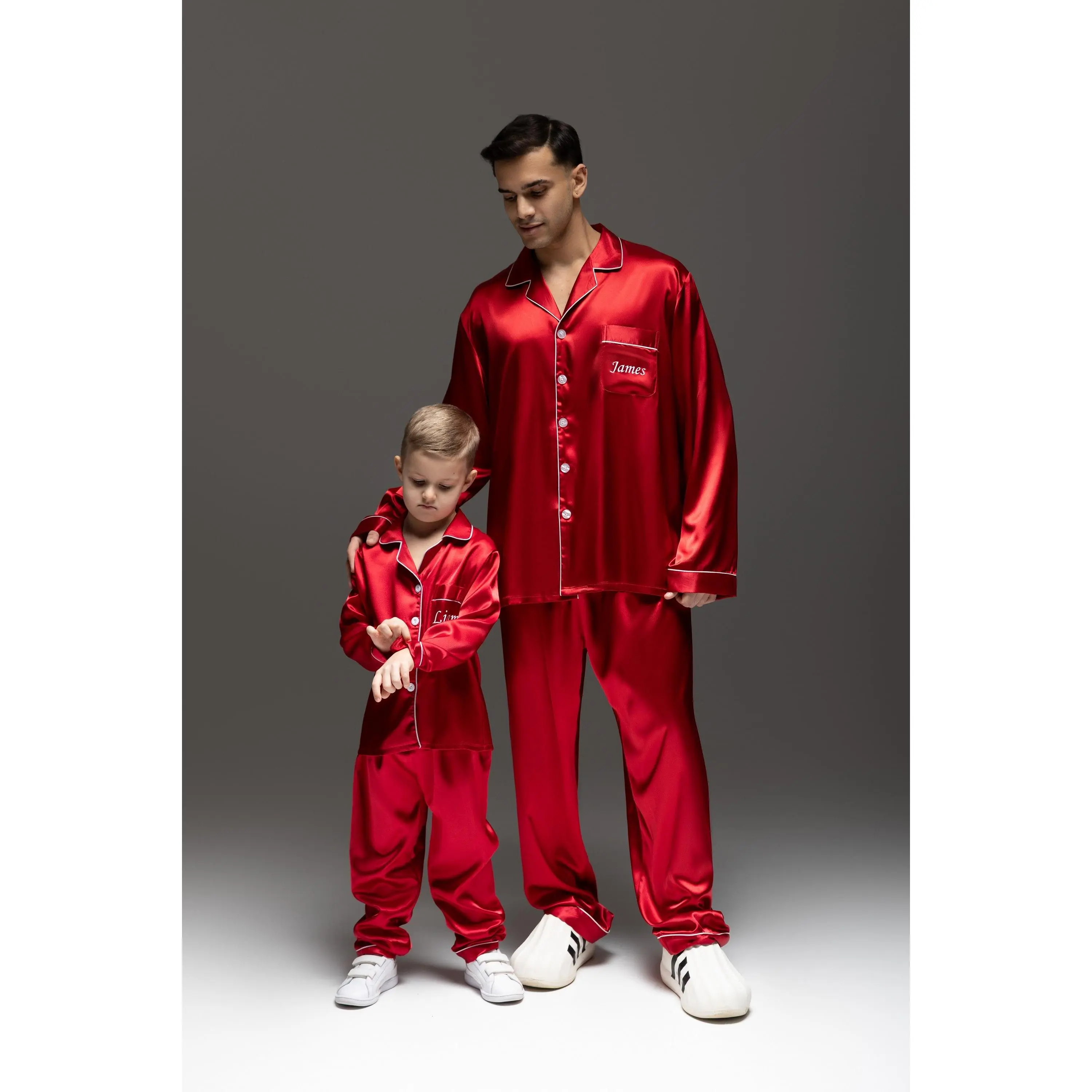 Matching Satin Pajamas for Dad and Son