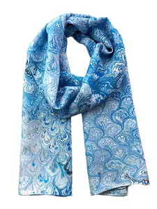 Blue Bouquet Silk Scarf
