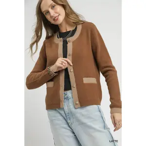 Umgee Two-Tone Button Front Cardigan