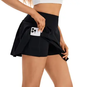 Women‘s Mini Pleated Skirt Workout Golf Tennis Skirt with Pockets Shorts underneath Flowy Cute Sweat Skort Girls Fashion Trendy Clothes Casual Summer