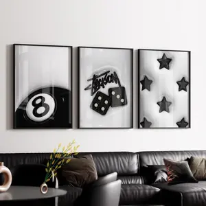Hypebeast Graffiti Wall Art Set: Stars, dice, ball 3D Posters
