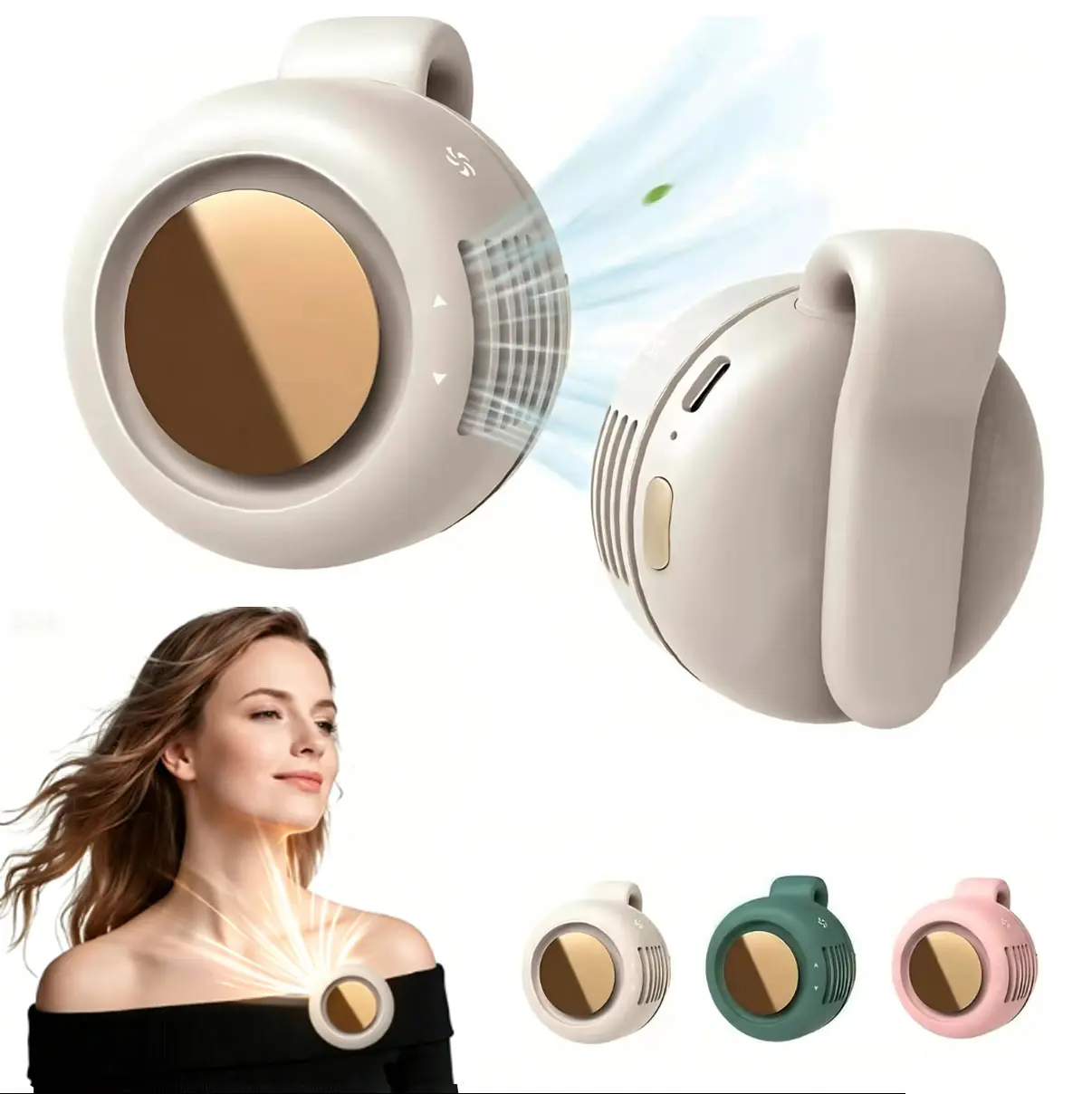 Portable Silent Mini Fan Bladeless, 3-Speed Adjustable Hanging Waist Fan, Mini Useful Gifts Protable Fan, Phone Cooling & Personal Fan, 360° Rotation, Rechargeable Handheld Turbo Fan for Outdoor Travel