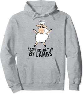 Cute Lambs Easily Distracted By Lambs Funny Lamb Love Sheep Pullover Hoodie - 72B08LMXV2S2