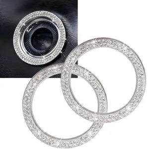 2 Pack Car Push Start Button Cover/Sticker, Decorative Key Ignition Knob Ring for Most Cars, Car Accessories