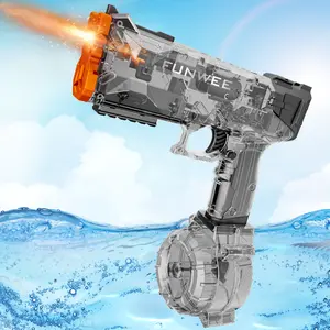 Rechargeable Electric Water Gun for Adult & Kid, Water Pistol Long Range 28-32 FT, Powerful Automatic Classic Squirt Gun Fully Auto Water Blaster, Swimming Pool Outdoor Toy Game Watergun Waterblaster  summervibes Dual-Magazine Outdoor Kid Stuf
