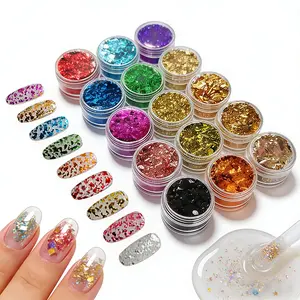 Gold Foil Resin Sheets Set of 12 Bottles, CD Set Optional, Metal Leaves for Crafts, Painting Art, Slime, Jewelry, Christmas Decorations