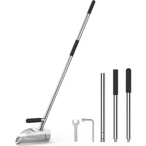 Sand Scoop for Metal Detecting with Long Handle, 304 Stainless Steel Shovel, Riveted & Welded Build – Rust-Resistant, Durable Beach Sand Sifter for Treasure Hunting
