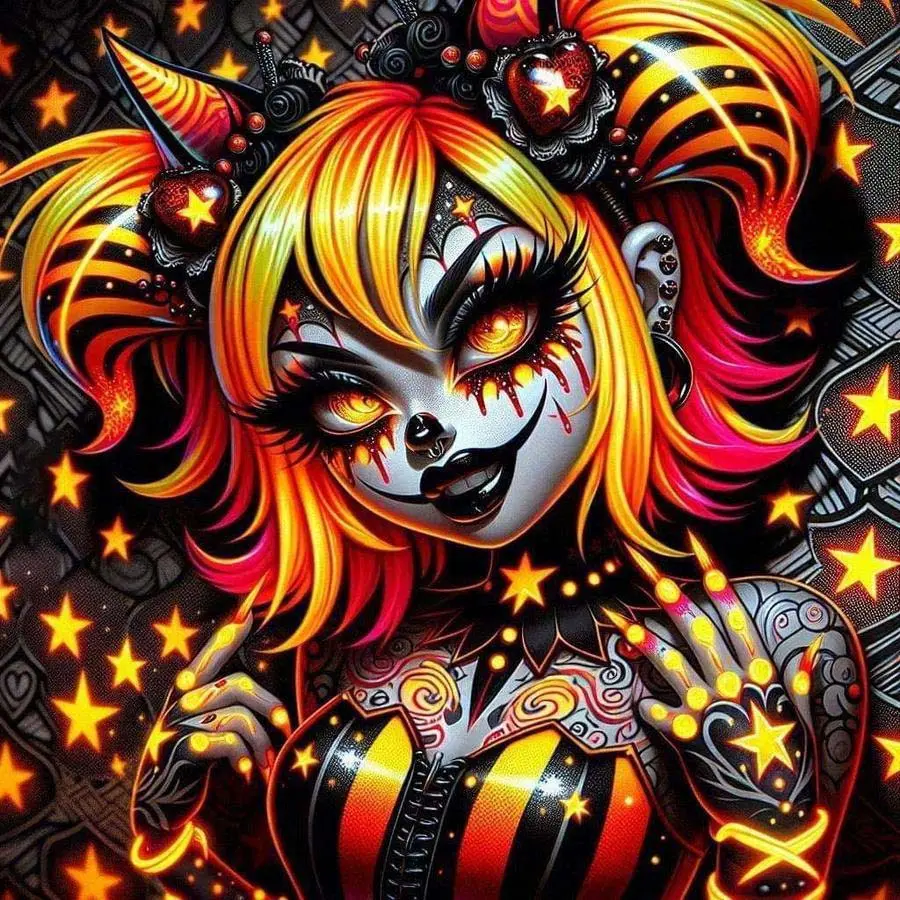 1pcs 5D DIY diamond painting kit, 5D diamond art set, DIY decoration, colorful headwear, star pattern, vibrant hair colors. Diamond painting kit full round drill DIY, mosaic, diamond art, DIY home decor, suitable for Halloween and Christmas.