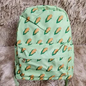 Green corn printed backpack farm toddler boy bag
