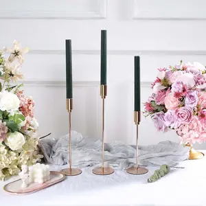 5-Pack Taper Candles 9" Ribbed Wick Ribbon Wax Design Hunter Emerald Green - Premium Unscented Dinner Candles
