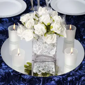4-Pack Glass Mirror Table Centerpiece 14" Round Hanging Wall Decor - Reflective Event Decorations
