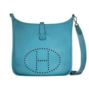Pre-owned HERMÈS Clemence Crossbody Bags Evelyne GM Blue Jean