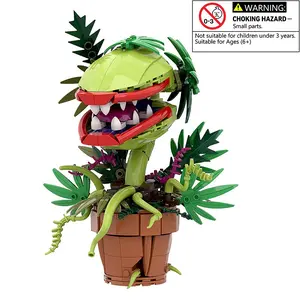 MOC Audrey II Piranha Potted Green Plant Building Blocks Assembly Model Brick Toy Suitable for Collection Display Holiday Gift