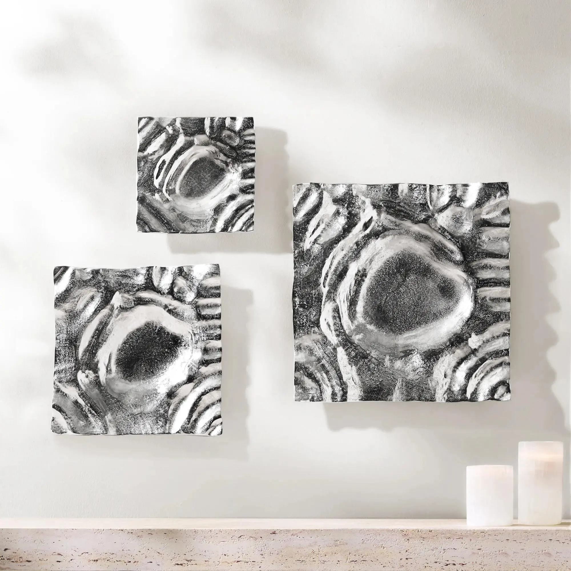Z Gallerie Cascade Wall Art - Set of 3 Modern Abstract Geometric Aluminium Pieces, Artistic Designer-Inspired Decoration for Living Room Home Decor (Home Supplies, Modern Abstract Art)