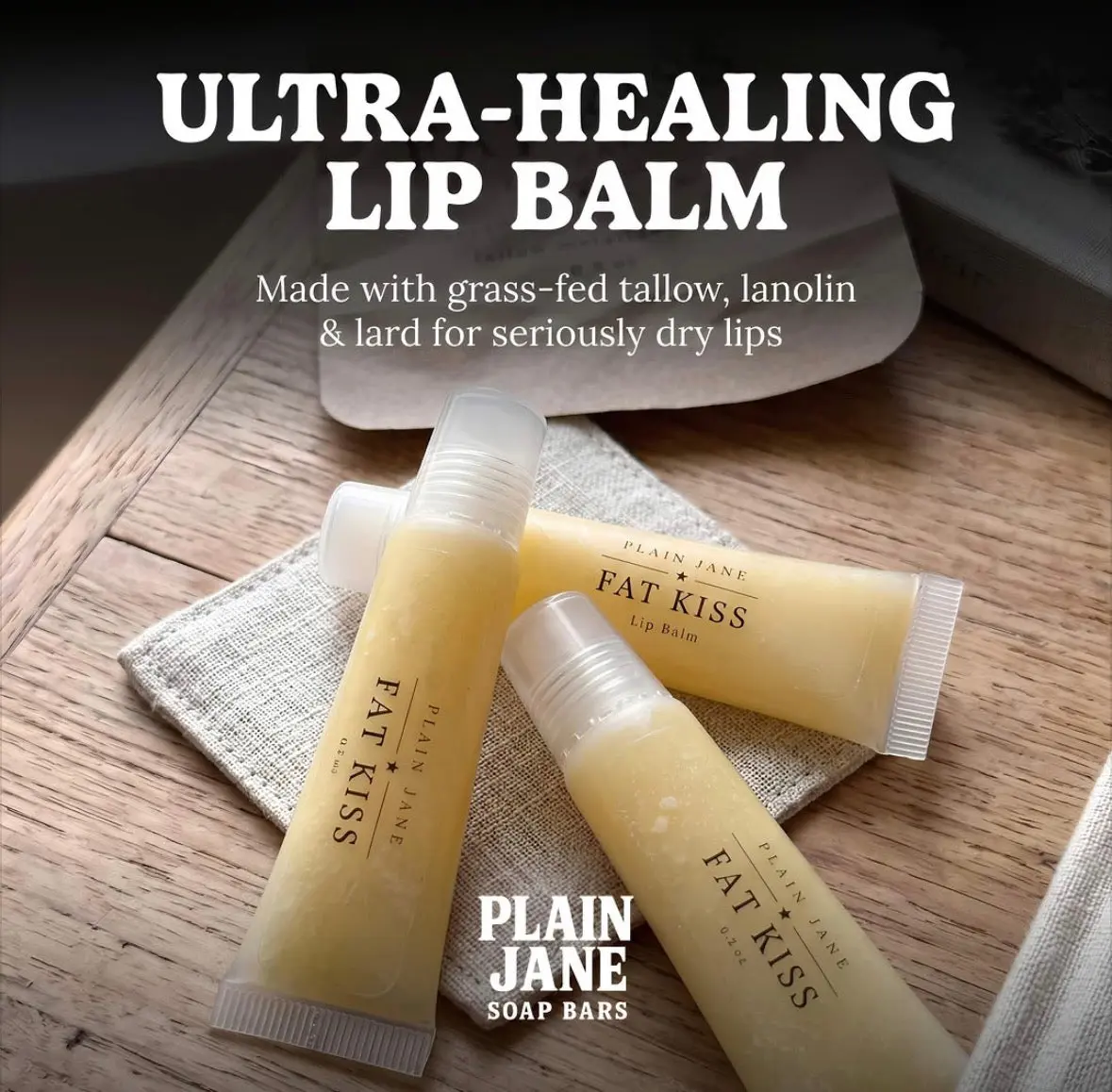 Fat Kiss Bundle | Tallow + Lanolin Lip Balm.  ULTRA healing for your lips