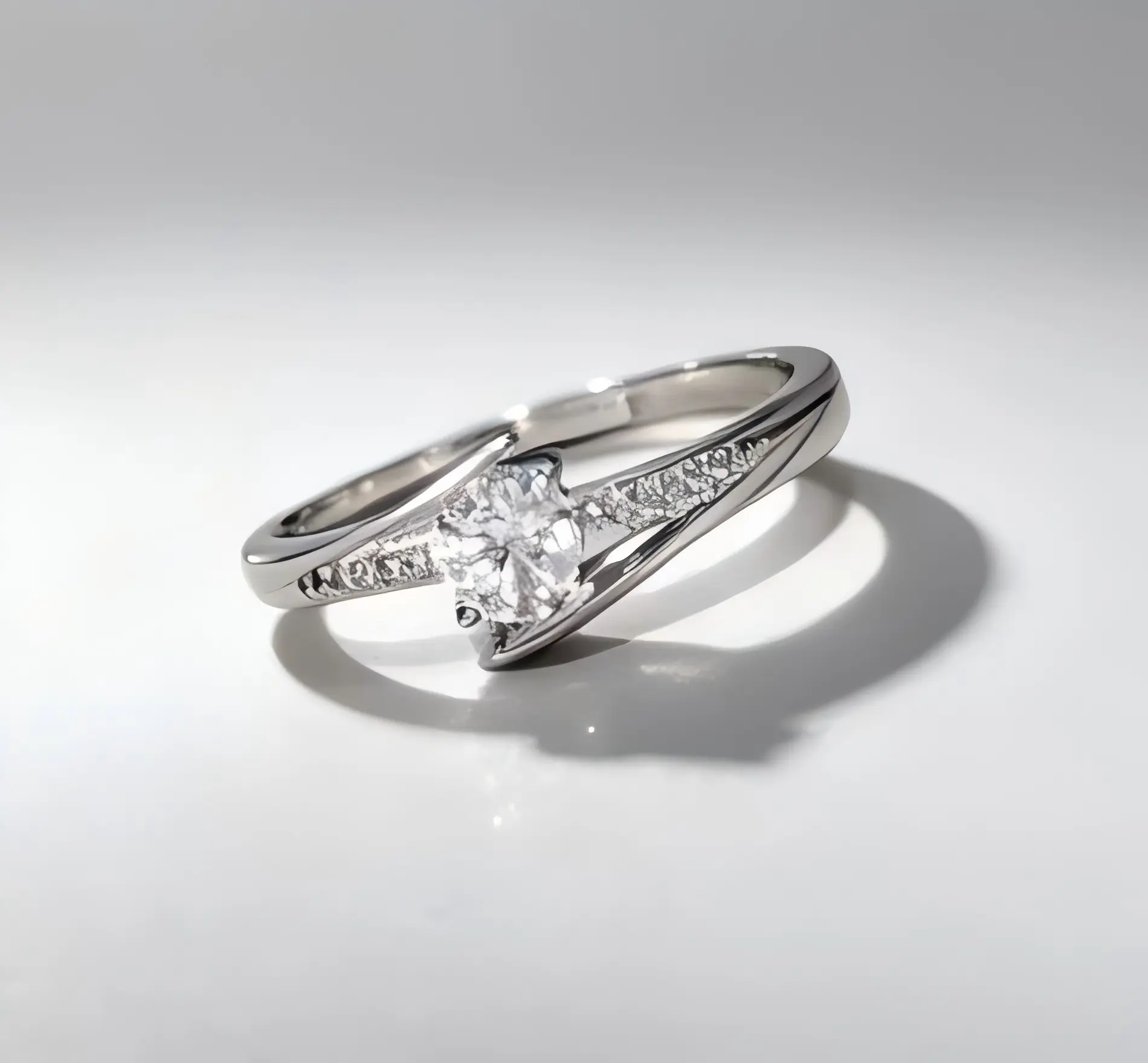 Twisted Arm Double Prong Engagement Ring, Size 1-15#, Round Center VVS6 Clarity Moissanite Ring-006, Engagement Rings